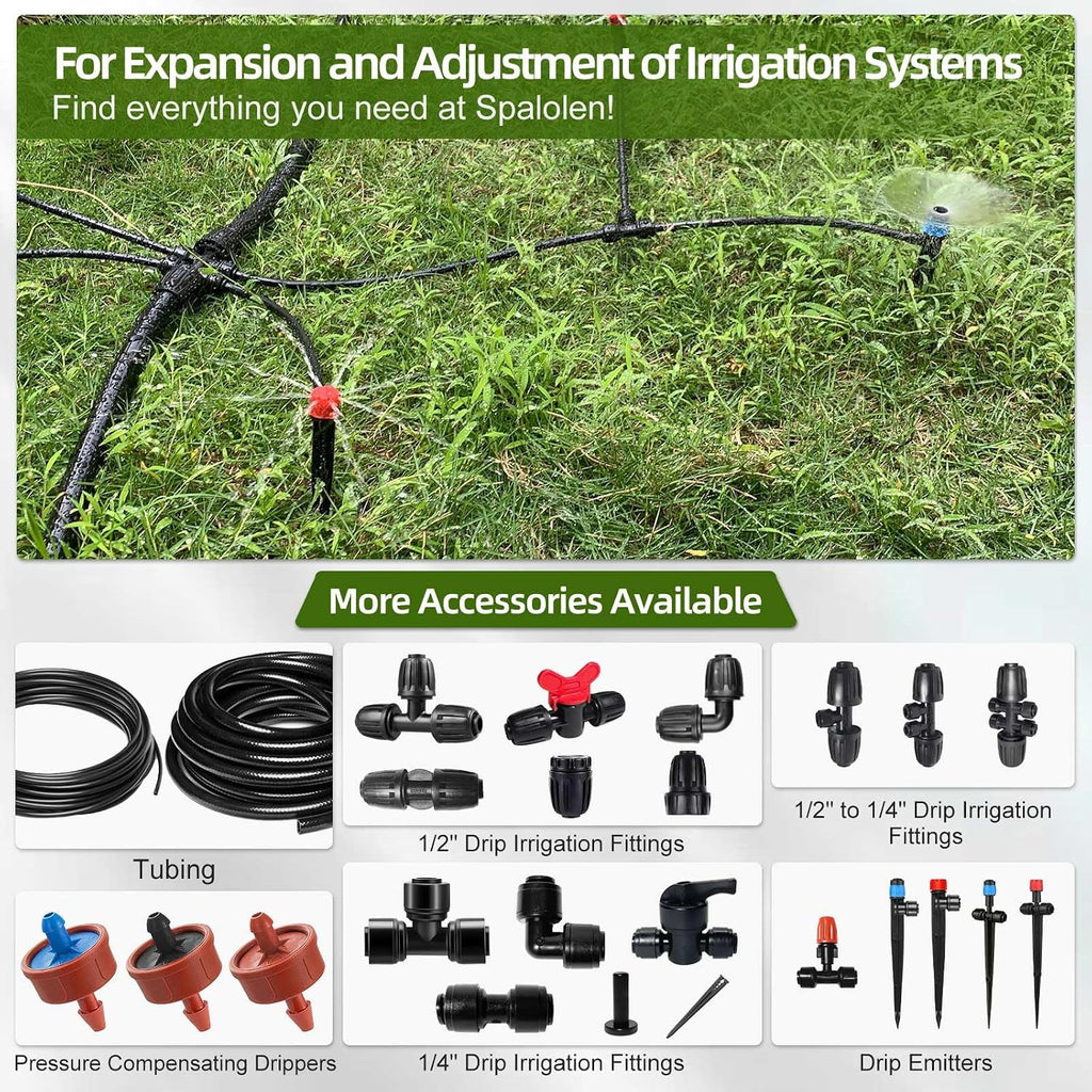 100FT 1/2 Inch Drip Irrigation Tubing with 10 Pack 1/2" to 1/4" Drip Irrigation Fittings, Drip Line Hose & Push-to-Fit