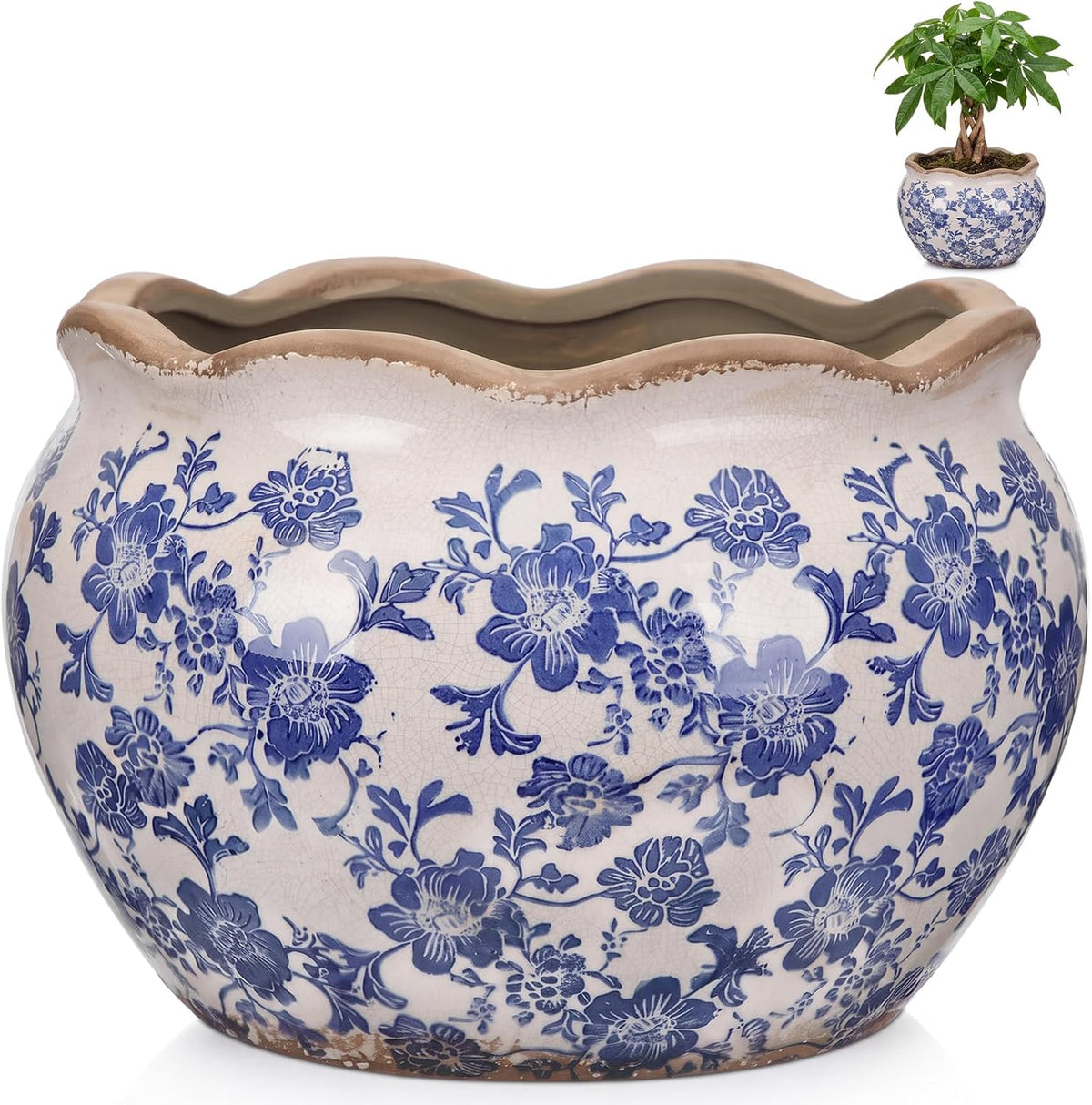 D'vine Dev 4.7 Inch Ceramic Planter Pot, Grey, 94-O-B-3
