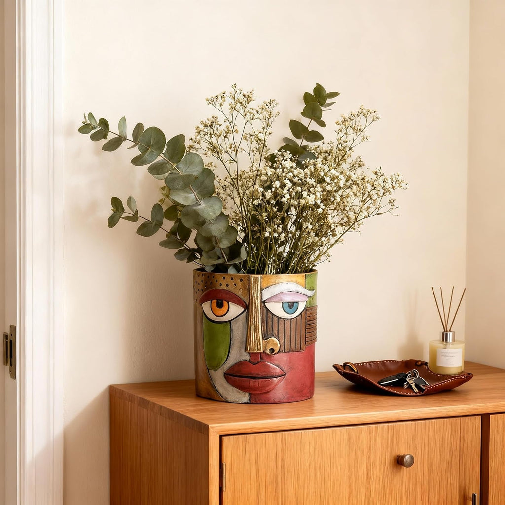DOVDOV Abstract Face Planters, Unique Face Planters, Perfect for Indoor Plants, Fun Face Planters, Colorful Plant Pots
