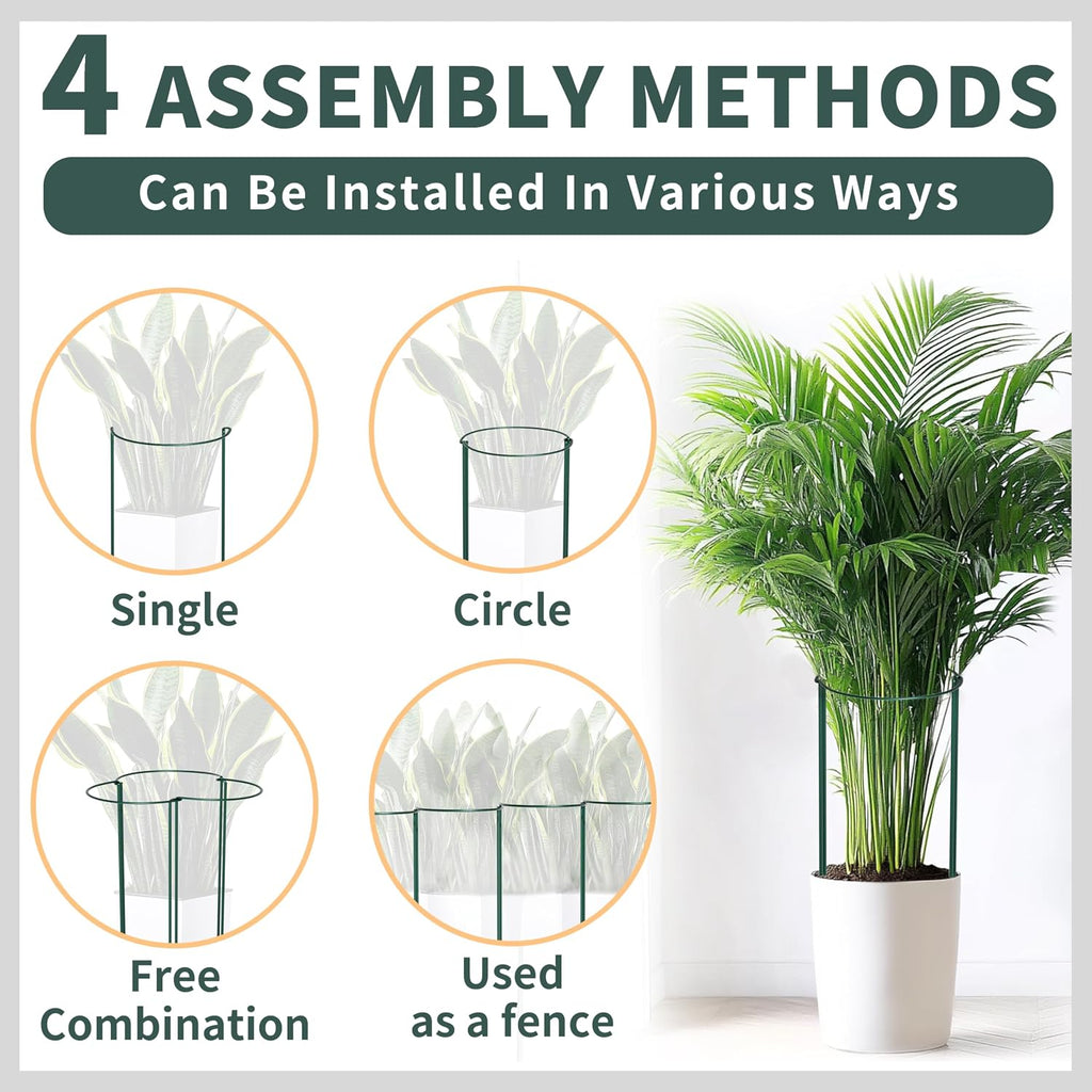 TCBWFY 10 Pack Garden Supports for Plants Metal 10" Wide x 24" High Interlock Half Round Garden Plant Support Ring