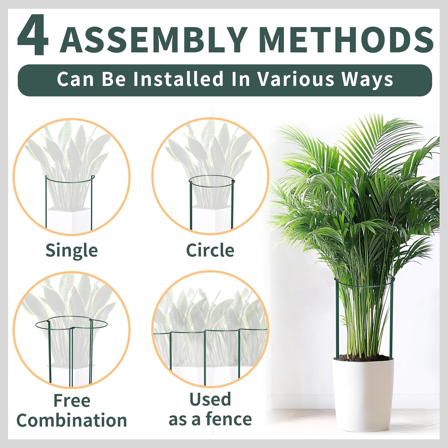 TCBWFY 10 Pack Garden Supports for Plants Metal 10" Wide x 24" High Interlock Half Round Garden Plant Support Ring