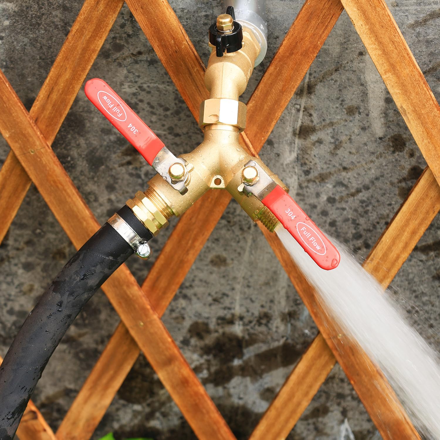 2 Way Hose Splitter Heavy Duty Brass Y Valve Garden Faucet 1 Pack | Full Flow High Pressure Diverter, 3/4 GHT Thread