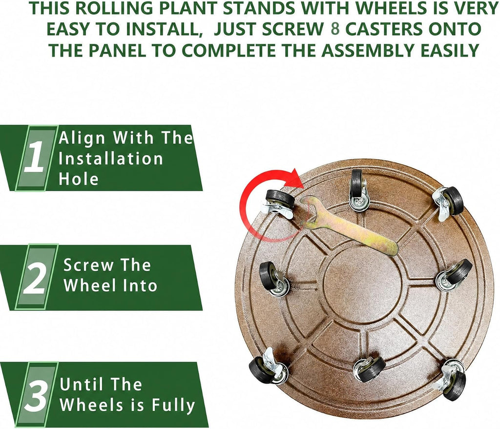 1 Pack Metal Heavy Duty Plant Caddy With Wheels 20 Inch, Round Plant Caddy Suitable For Outdoor and Indoor Mobile