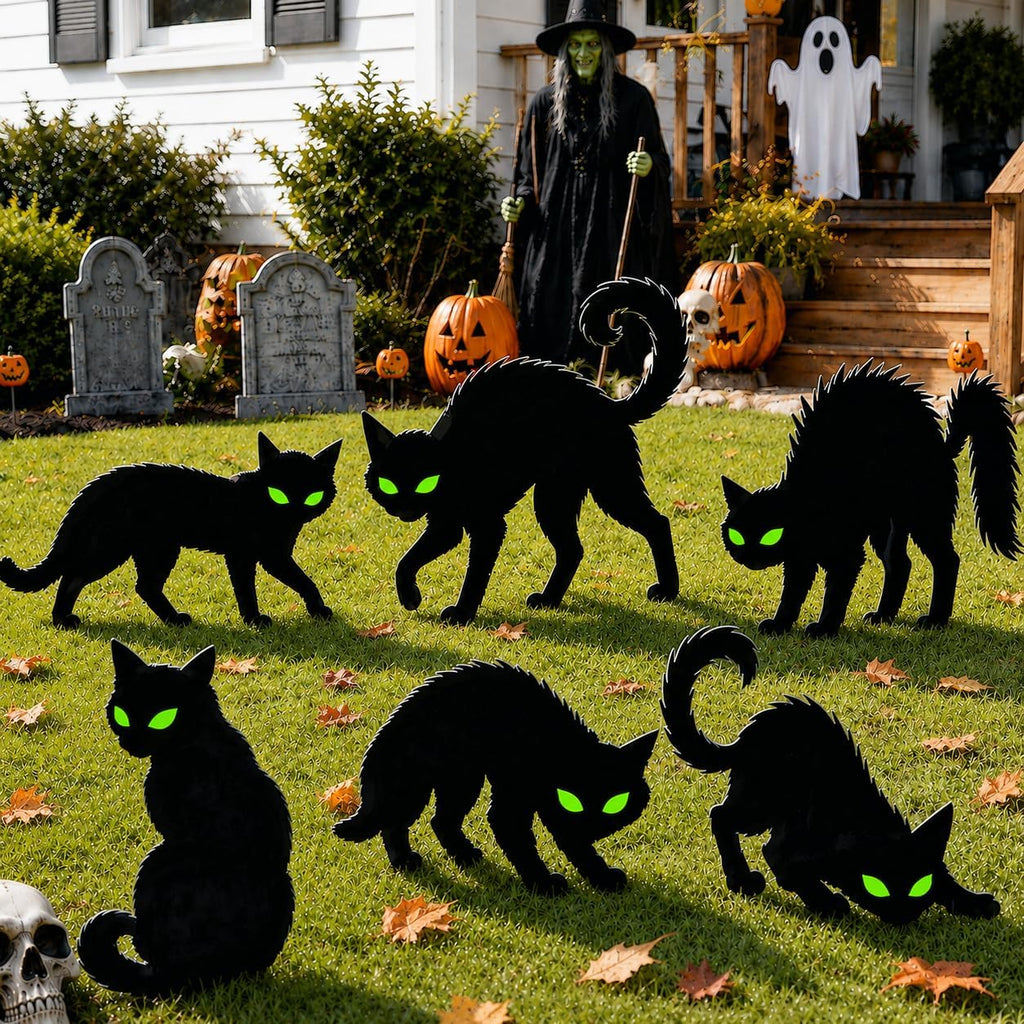 Outdoor Christmas Decorations Garden Stakes,Metal Cat Tree Yard Sign Decor