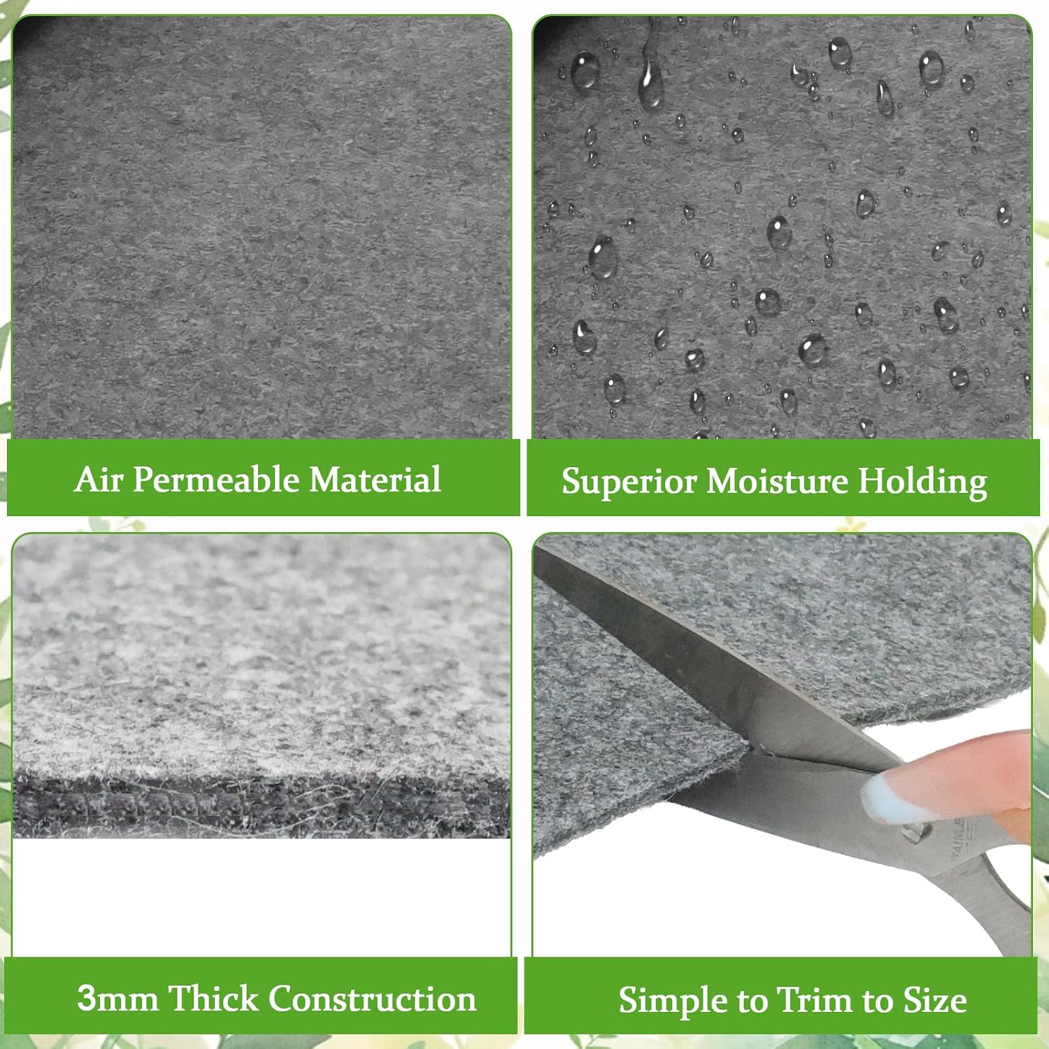 144 x 25 Inch Automatic Plant Watering Mat, Thick Capillary Mat for Seed Starting, Self Watering Felt Plant Water