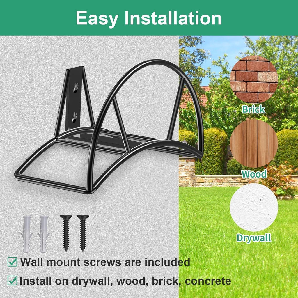 TomCare Garden Hose Holder Wall Mount, 150FT Capacity Water Hose Hanger | 7 mm Solid Metal Rod, One-Piece Welded Frame