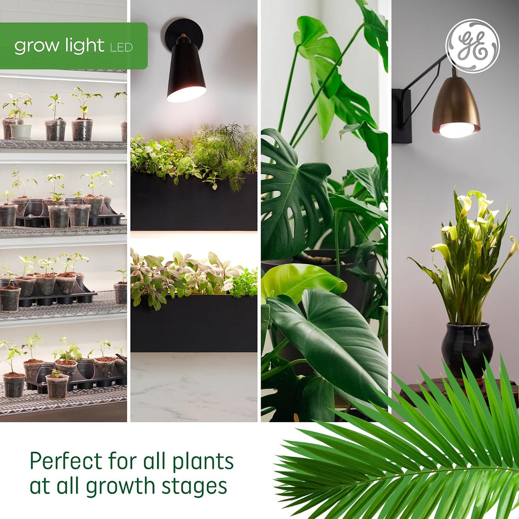GE Grow Lights for Indoor Plants, A19 LED Light Bulbs for Flowers and Fruit with Advanced Red Light Spectrum, White