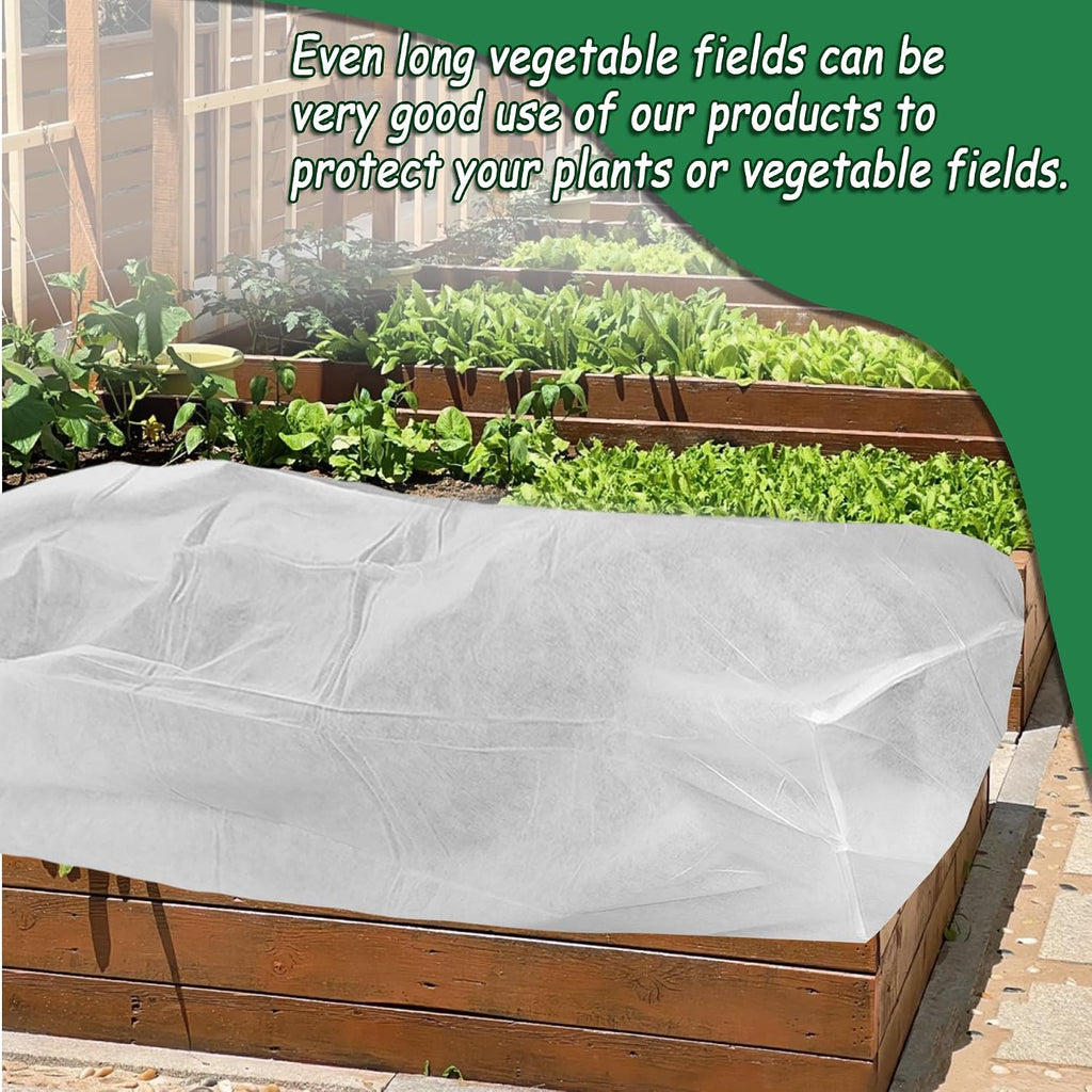 Rectangular Plant Cover Frost Big Size for 8×4×2FT Non Woven Fabric Garden Bed Cover with Zip Drawstring for Winter