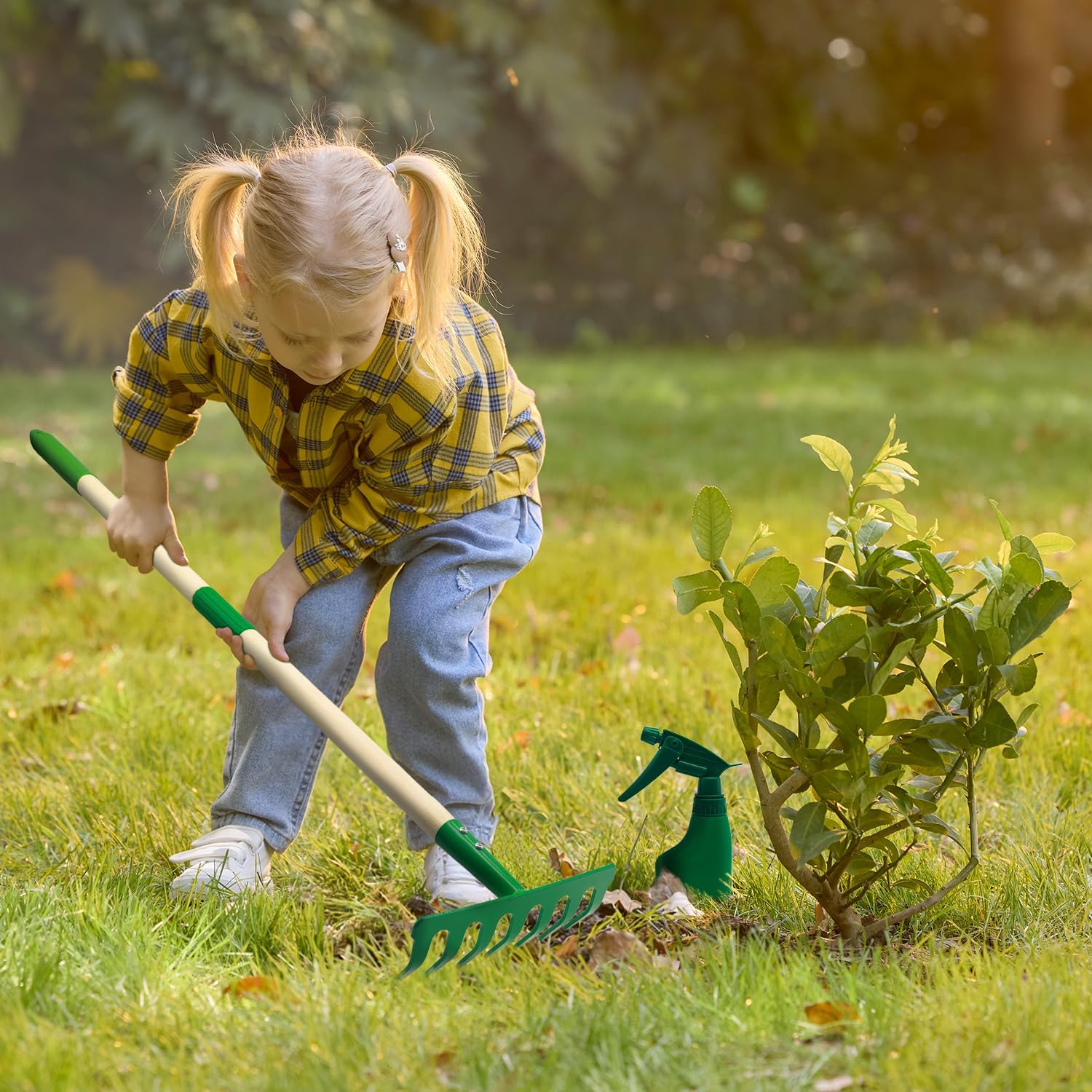 Kids Gardening Tools Set,8pcs Wheelbarrow Set for Kids with Shovel, Rake, Watering Can Outdoor Backyard Farm Digging