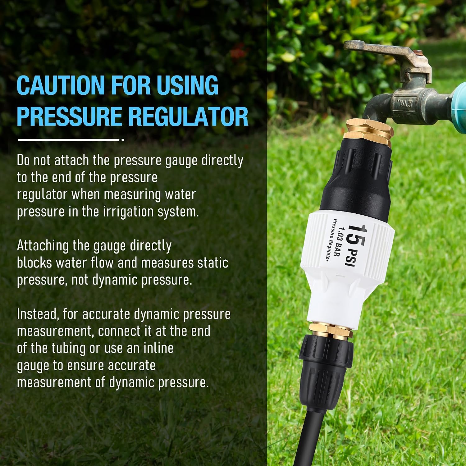2 Pack Drip Irrigation Pressure Regulator Kit, 15 PSI | 15 PSI Pressure Regulator, Water Backflow Preventer for 3/4"