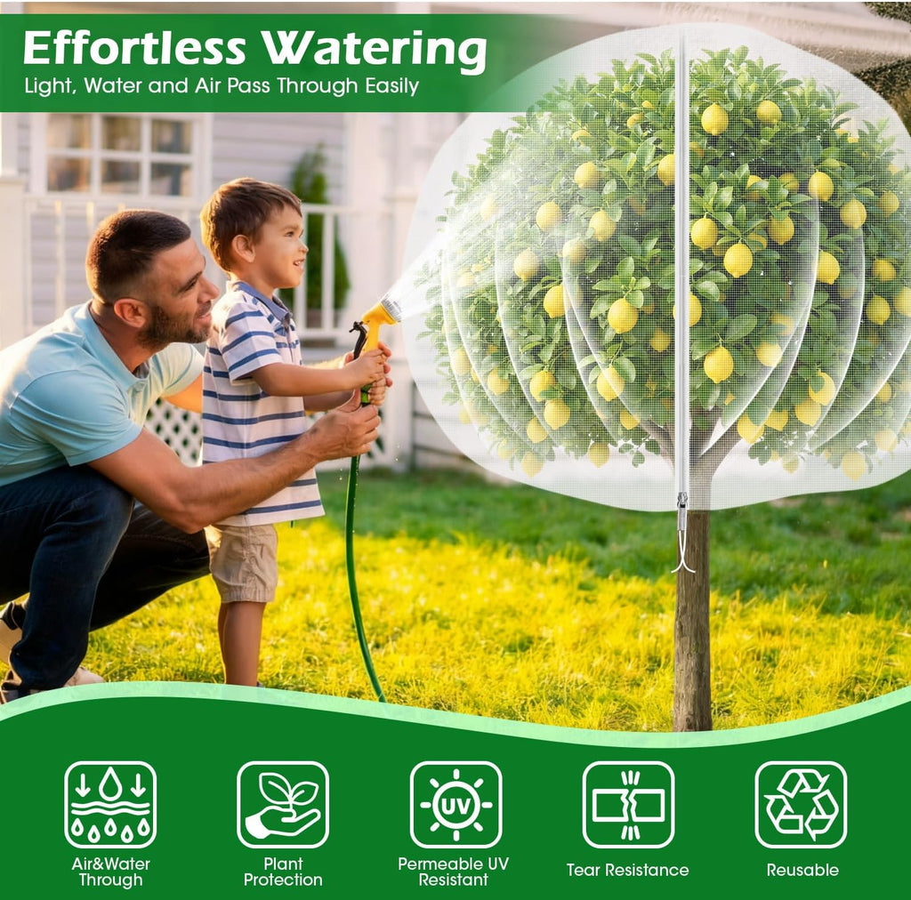 10'x10' Fruit Tree Netting Cover with Zipper and Drawstring | Ultra-Fine Mesh Garden Plant Insect Pest Net Barrier to
