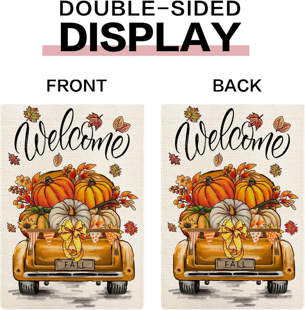 Rustic Truck Garden Flags for Outside Set of 12, Car Welcome Seasonal Garden Flags 12x18 Double Sided for All Seasons
