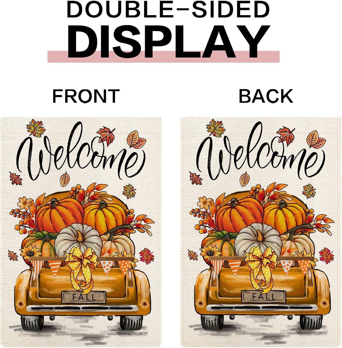 Rustic Truck Garden Flags for Outside Set of 12, Car Welcome Seasonal Garden Flags 12x18 Double Sided for All Seasons