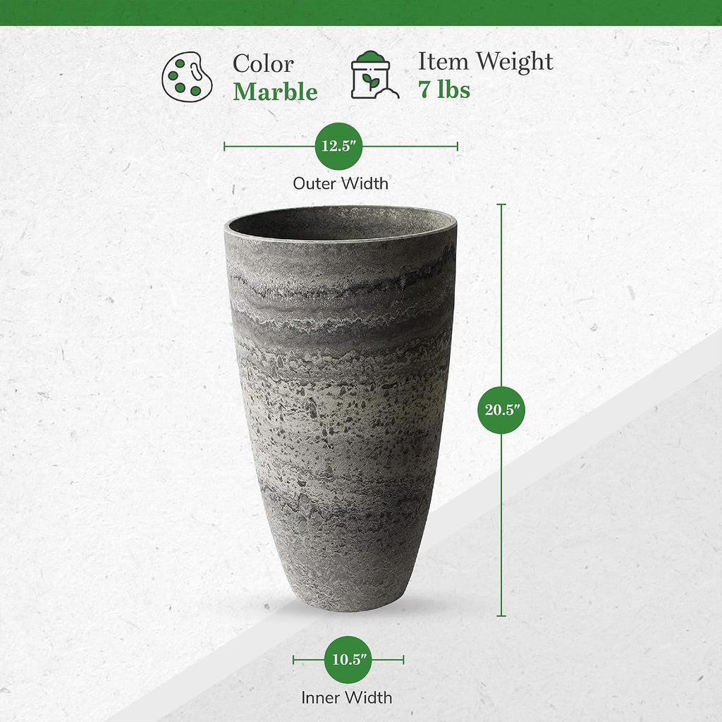 Algreen Products Acerra Composite Vase Planter with Drainage Hole, Decorative Texture, Removable Plug for Lawn and
