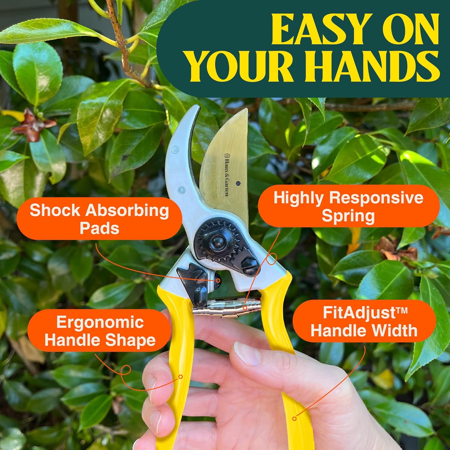 Haus & Garten ClassicPRO 8.5" Premium Titanium Bypass Garden Shears - Use as Pruners, Pruning Shears for Gardening