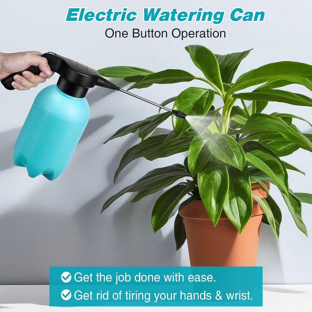 0.5 Gallon Electric Spray Bottle Plant Mister Blue Style | Rechargeable Battery Powered Sprayer with Adjustable Spout