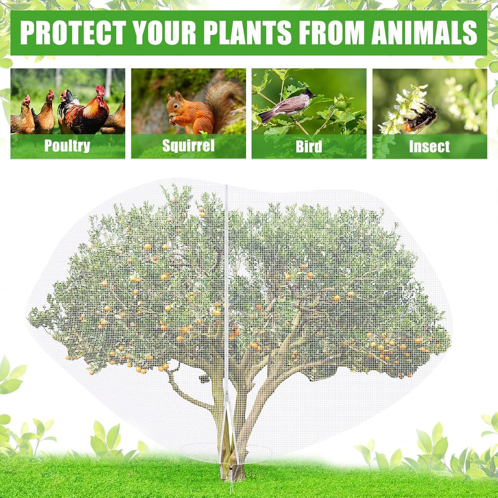 2 Pcs Large Fruit Tree Netting 15 X 15 Ft with Zipper Drawstring | Protect Fruit from Squirrels Birds Bug Deer & Rat