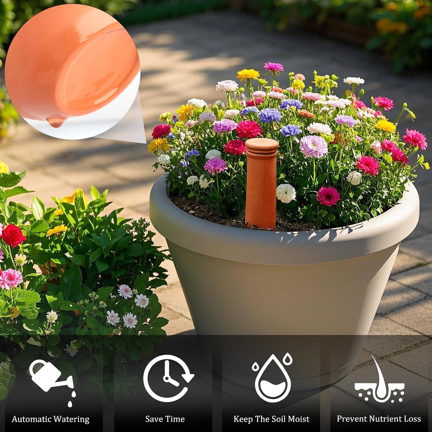 30 oz Terracotta Plant Watering Globes(3Packs), Self-Watering Clay Irrigation Device, Automatic Slow-Release Watering