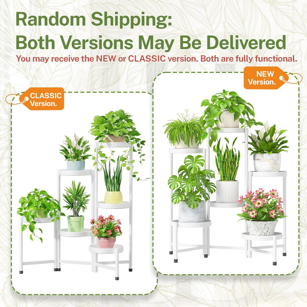 iDavosic.ly Plant Stand Indoor Outdoor, 6 Tier Metal Corner Shelf, White | Tiered Flower Display Holder, Folding Multi