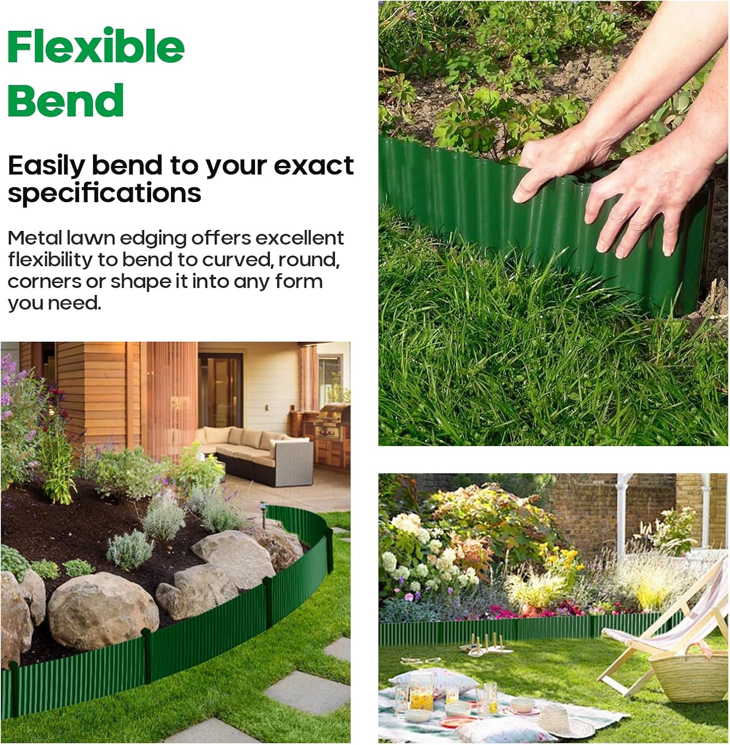 Corrugated Metal Garden Edging,Sturdy Tall Landscape Edging Borders with 6pcs Anchor Stakes, Perfect DIY for Flower