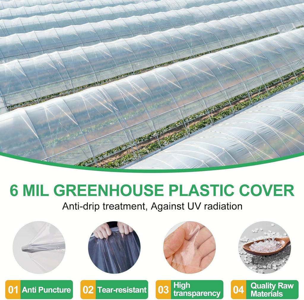 Greenhouse Film, 6 mil Thickness Covering Plastic, Greenhouse Polyethylene Film, UV Resistant Farm Clear Plastic Film