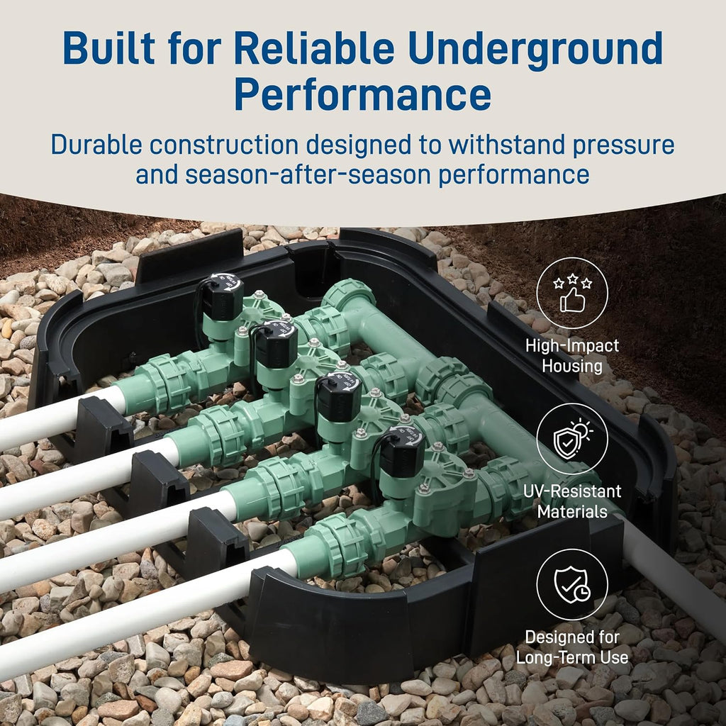 Orbit 57257 4-Valve Preassembled Sprinkler Manifold – Easy Install, Smart Controller Compatible, Works with PVC & Poly