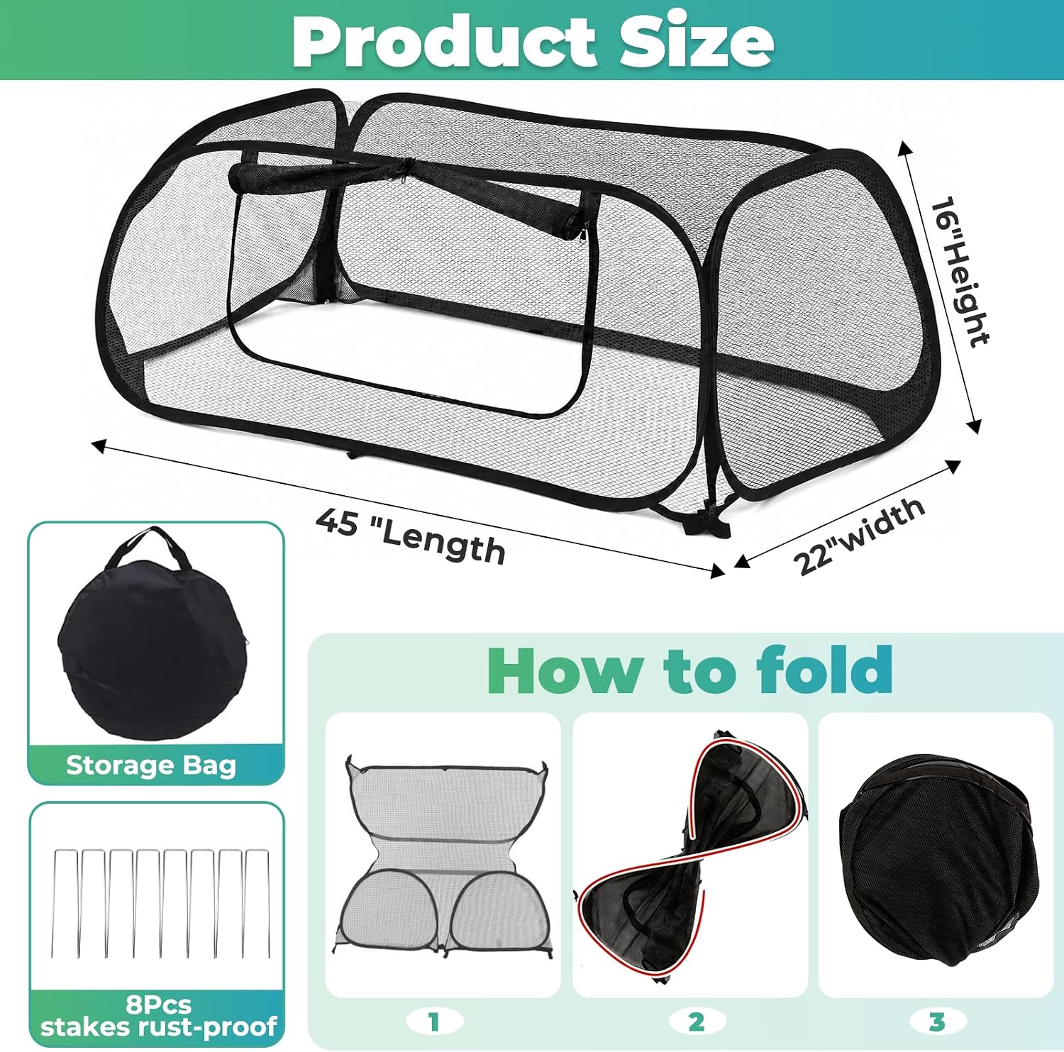 QwayHome 2Pack Garden Covers for Raised Beds, Pop Up Mesh Plant Protect Covers, Black 45% Sunblock Plant Shade Tent