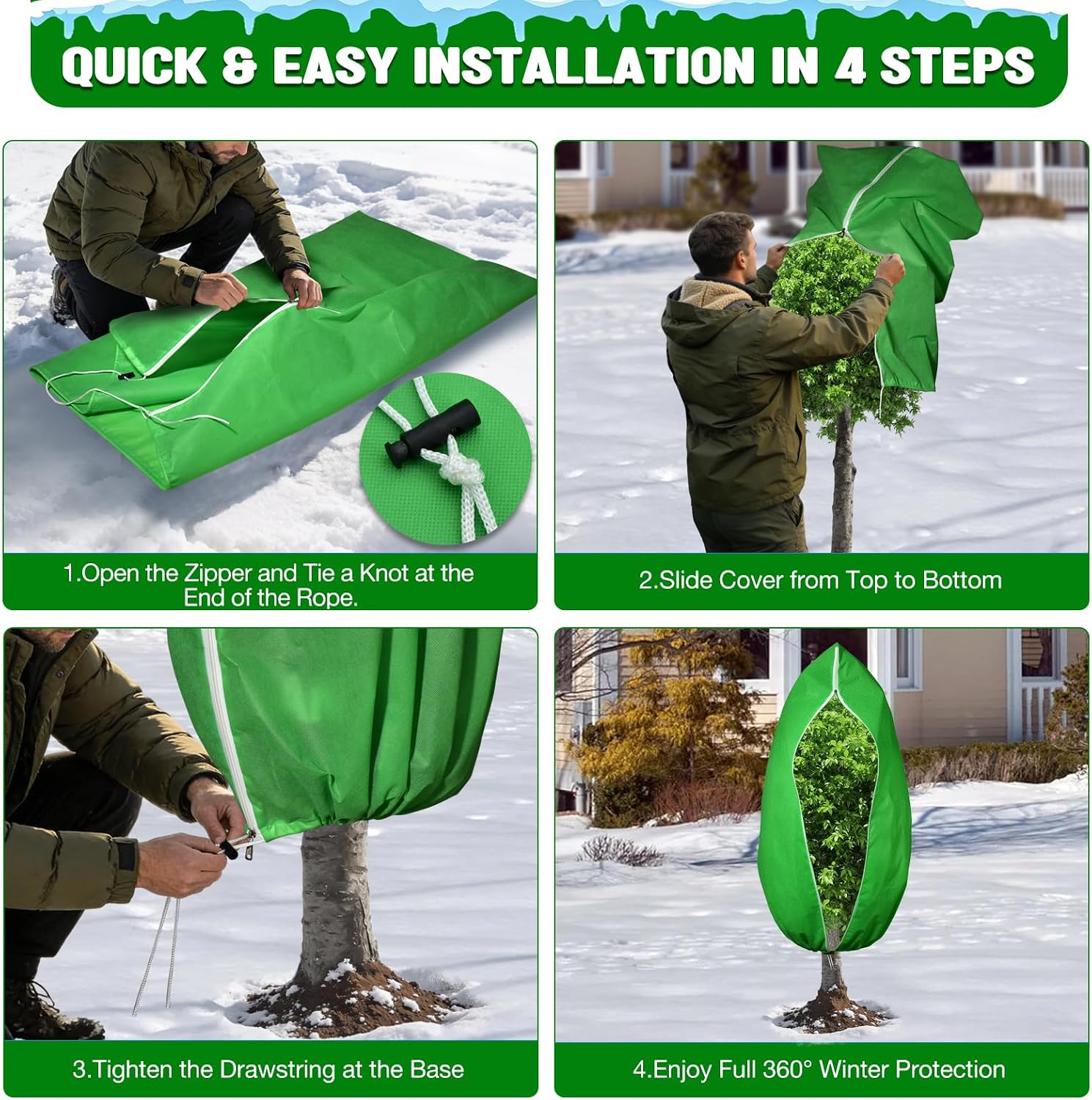 2pcs Reusable Winter Frost Plant Cover Freeze Protection, 47.2"x72" Large Frost Plant Cover for Winter Outdoor