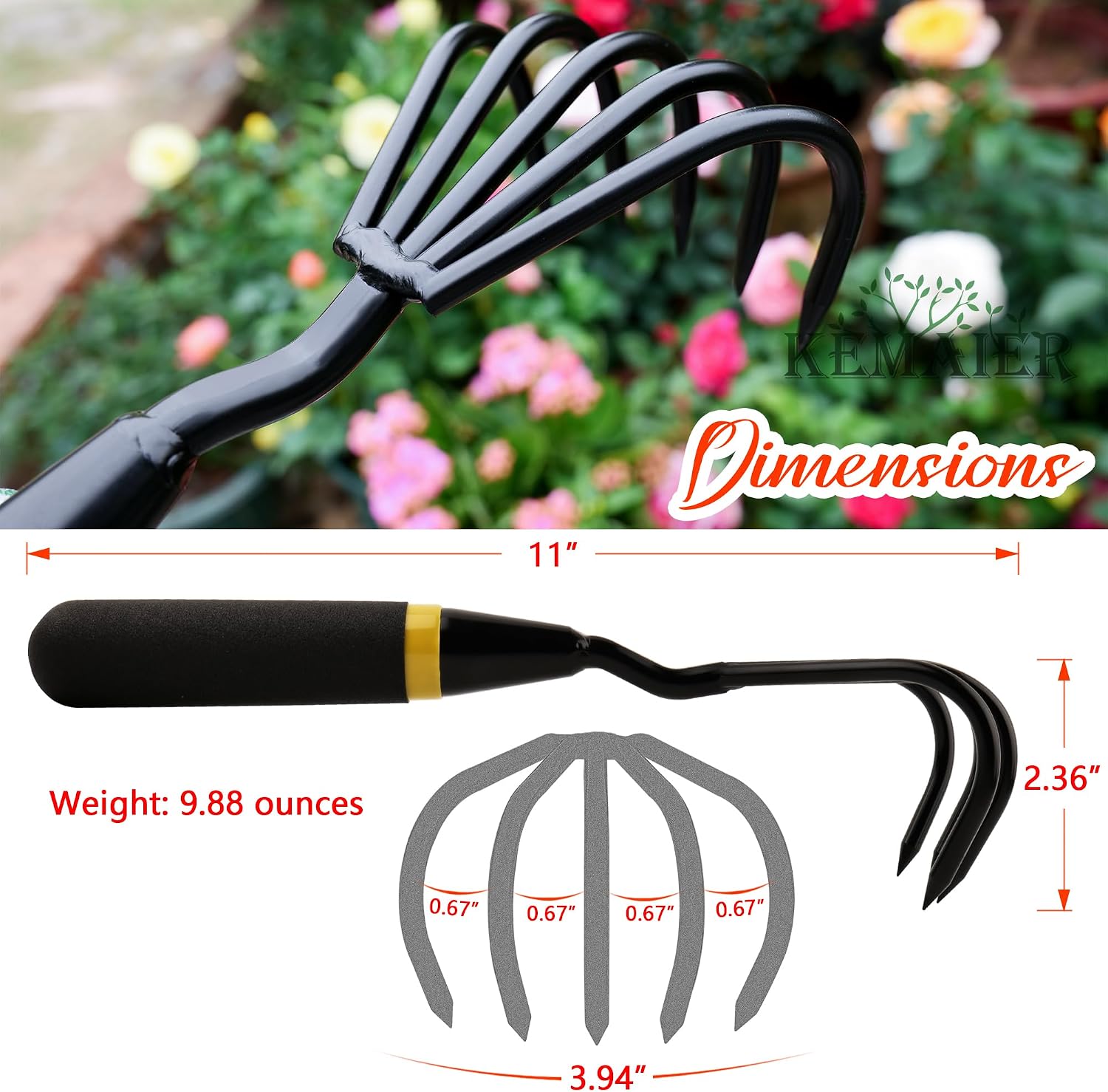 Kemaier 5-Piece Garden Tool Set, Heavy-Duty Stainless Steel Premium Tools | Effortless Digging, Precision Planting