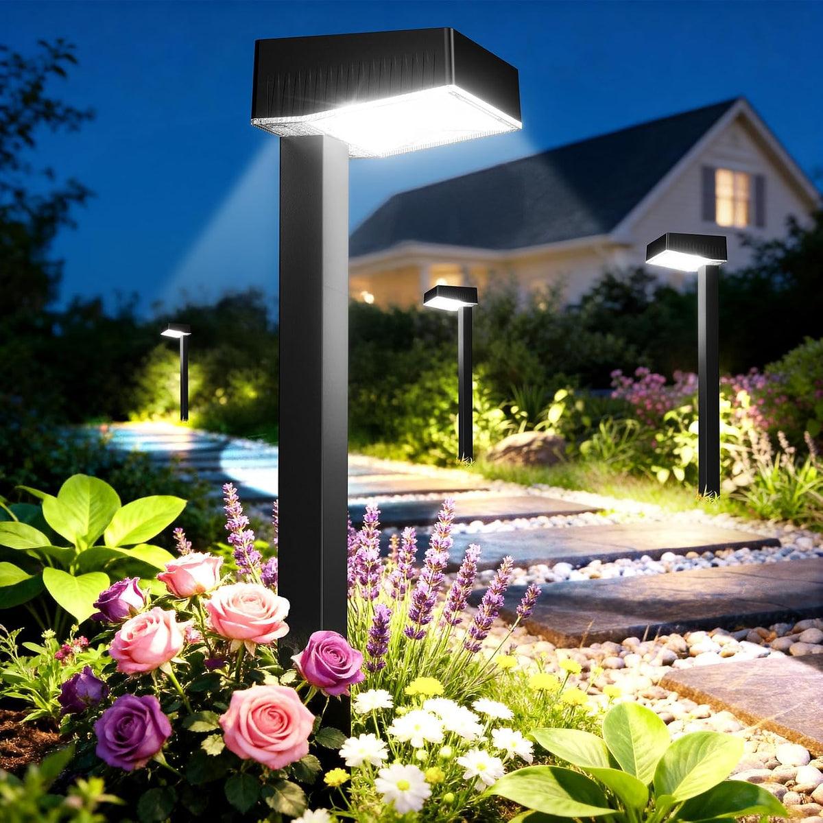 ELECLINK Solar Pathway Lights Outdoor, 12 Pack Garden Lights Solar Powered Path Light with Focused Beam Lens, 2 Light Modes Waterproof Outdoor Solar Light for Yard Driveway Walkway Landscape