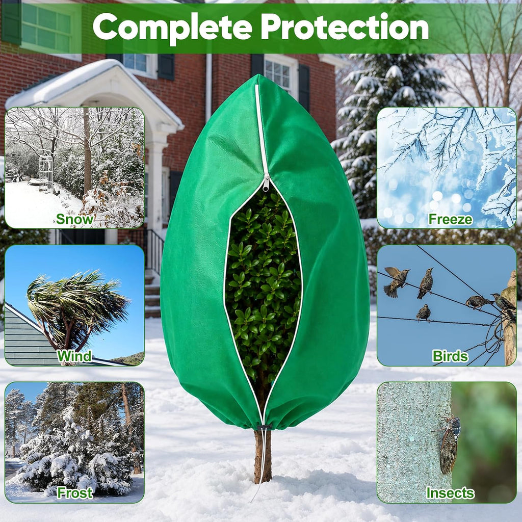 SPORTYOUTH 4 Pack Plant Covers Freeze Protection Frost Blanket 47.2"x72" | 2.4 oz Upgrade Non-Woven, Winter Tree Jacket