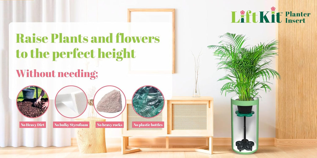 Lift Kit Planter Insert Tall Tapered Plant Riser Fill Bottom of Tall Flower Pots and Large Plant Containers | Indoor