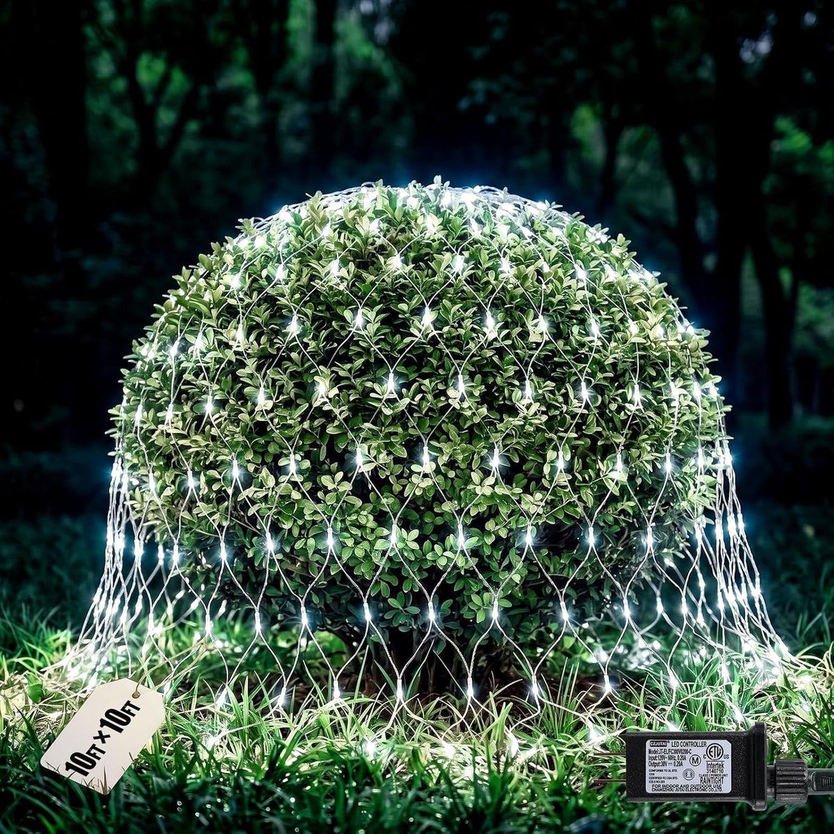10x10FT Christmas Net Lights Outdoor Plug in with 8 Modes