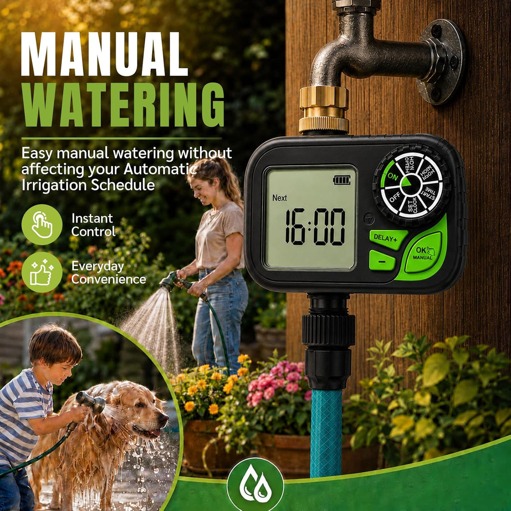 Sprinkler Timer for Garden Hose, Water Timer with Rain Delay, IP55 Weatherproof, Fits Standard 3/4" NH Hose Faucet