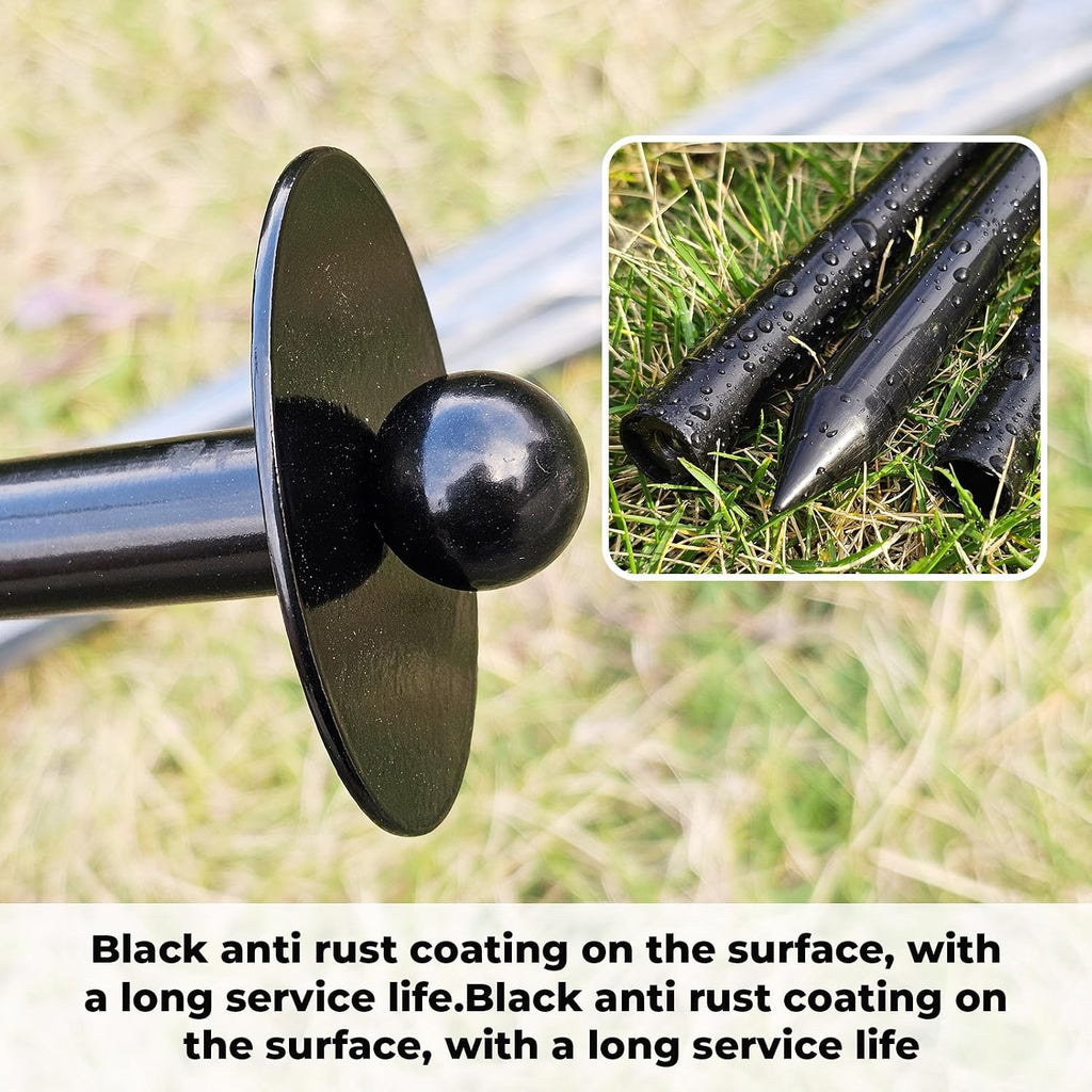 72 Inch Garden Stake Netting Support, Black Heavy Duty Powder Coated Steel Frame for Garden Fencing, Plant & Crop