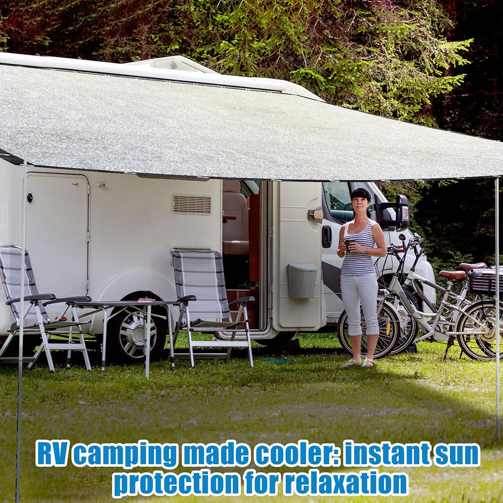 10' x 20' 70% Reflective Aluminet Shade Cloth, UV Protection and Cooling | Durable Sun Protective Shade Covers, with