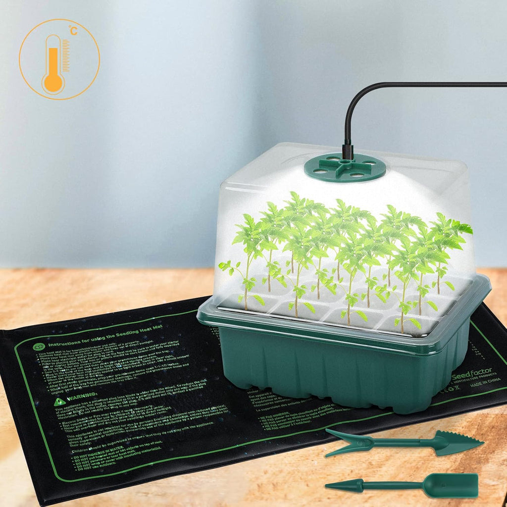 7-Pack Seed Starter Kit with Grow Light (12 Cells per Tray), Plant Germination Trays with Adjustable Humidity Dome Seed