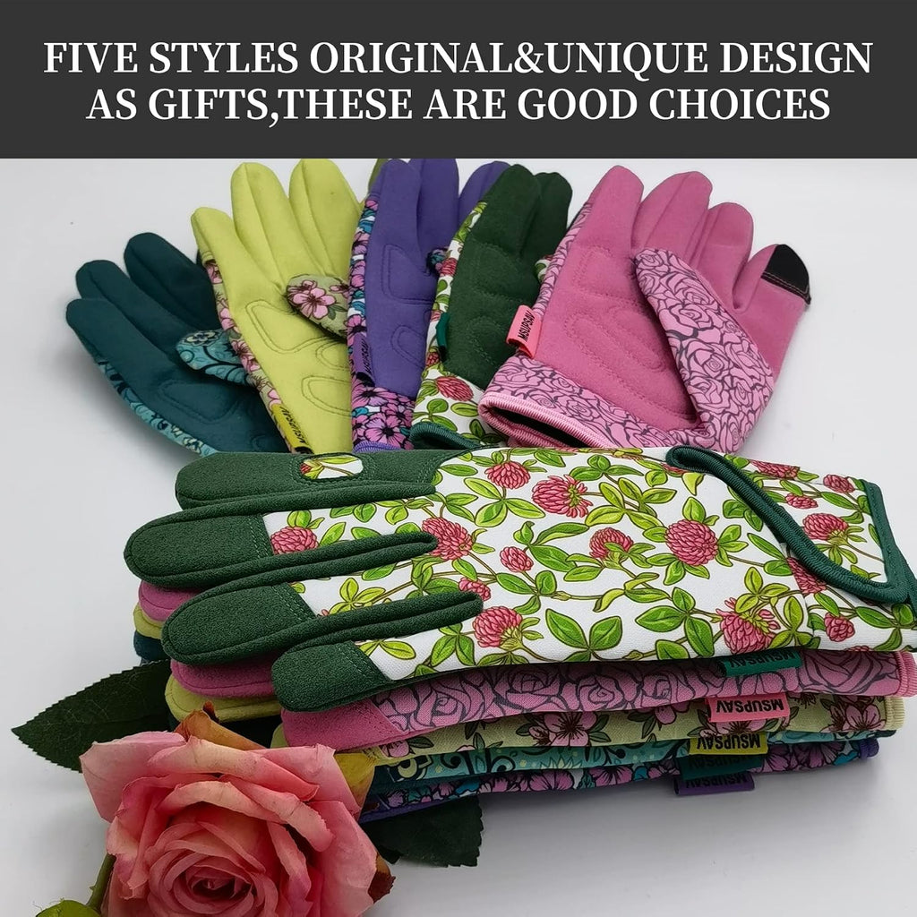 Cute Pattern Gardening Gloves,Thornproof Garden Glove,Gardener Gift | Gardening Gifts for Women,Touchscreen,Tender