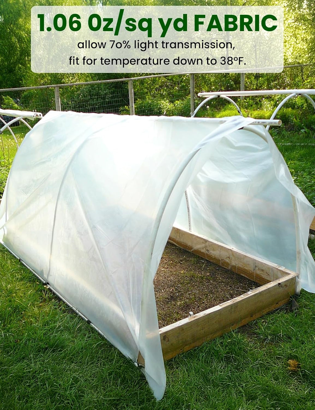 Plant Covers Freeze Protection, 10 ft x 50 ft 1.0 oz/yd² Reusable Frost Protection Floating Row Cover, Frost Blankets