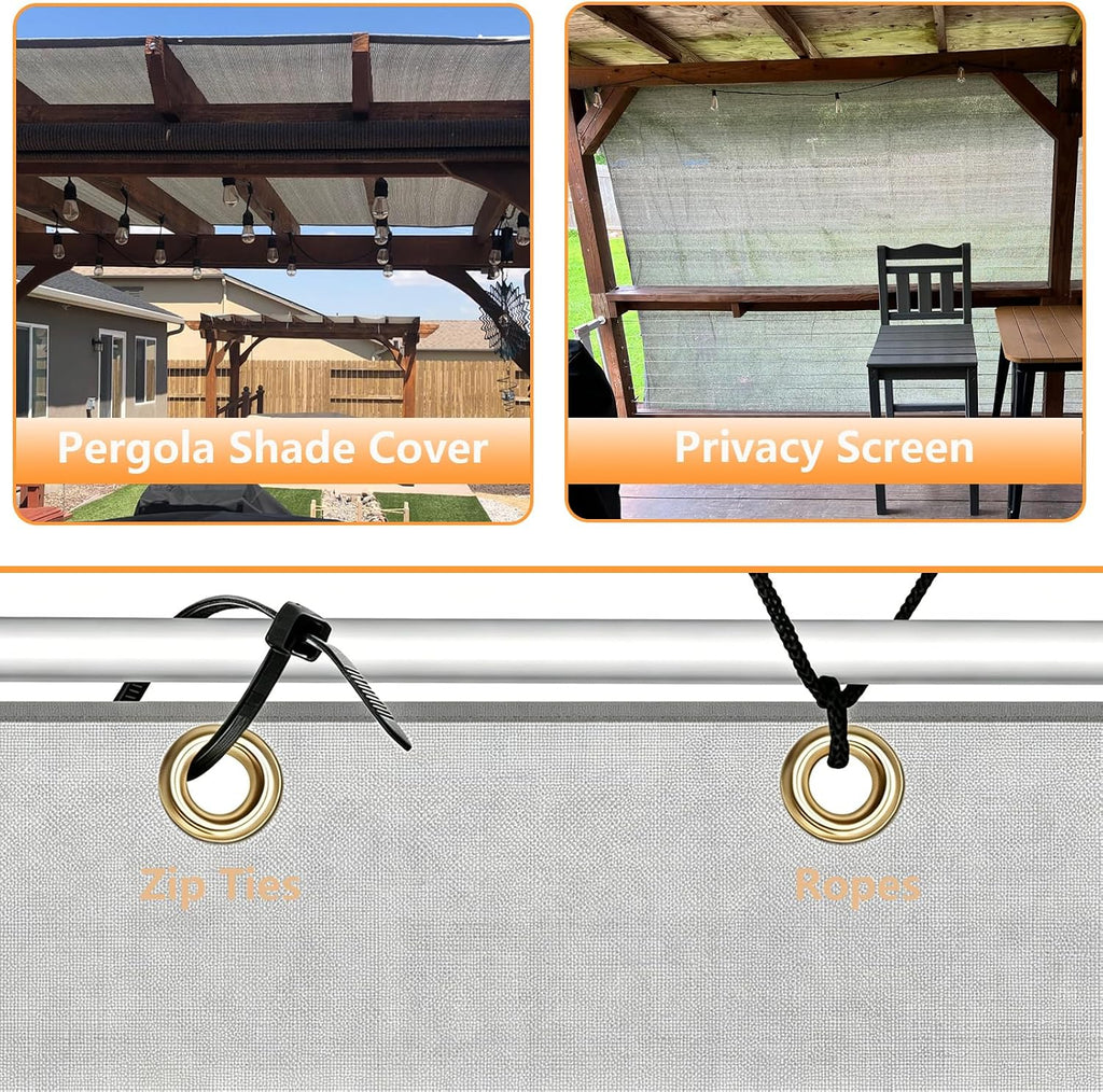 POYEE 90% Sun Shade Cloth, 12x24ft Pergola Shade Cover with Grommets | Outdoor Sun Shade Screen Fabric for Patio
