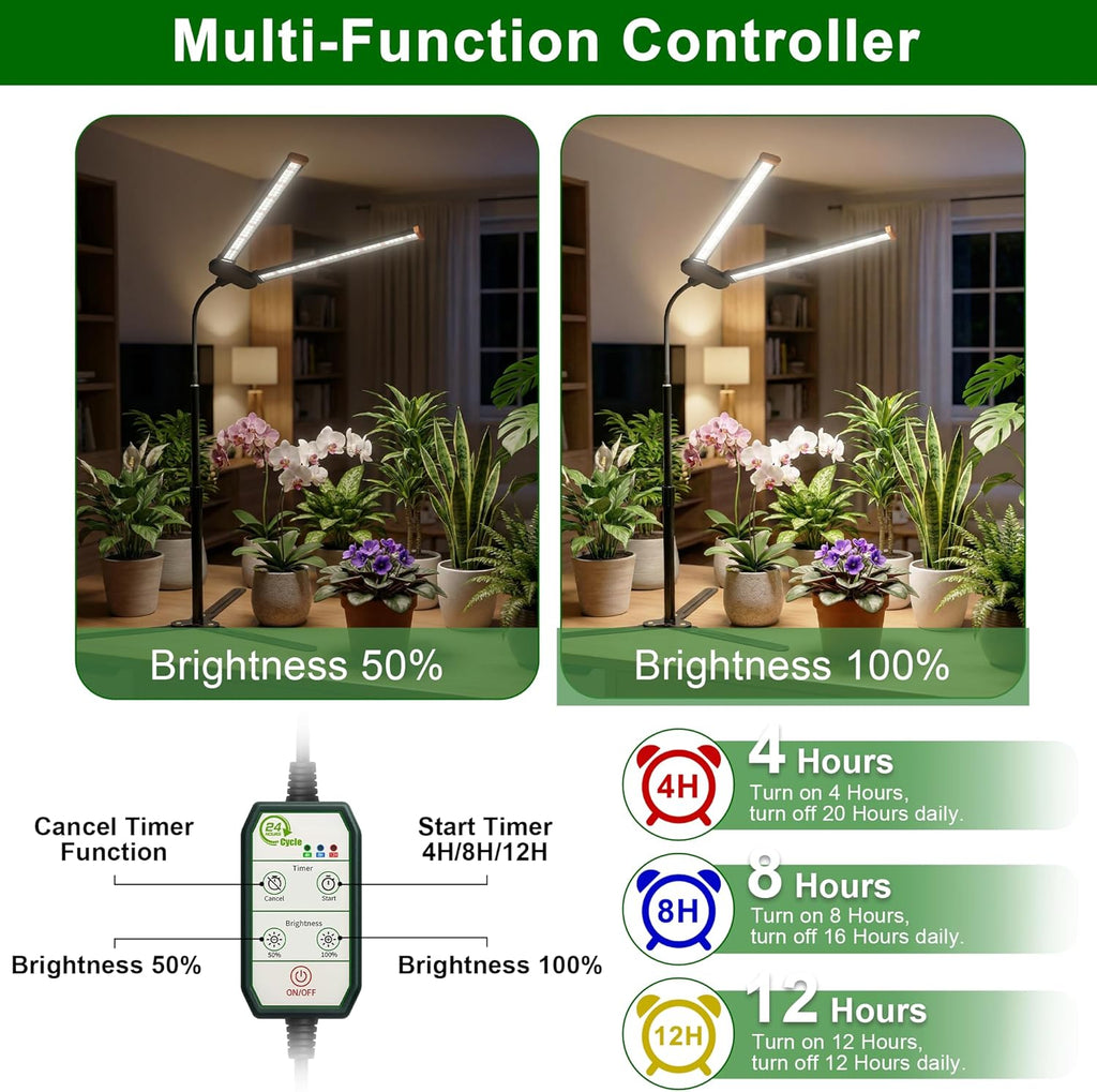 Grow Light for Indoor Plants,6000K White Sun Spectrum Growing Light Lamp | Desk Light with Red Blue LED for Pot