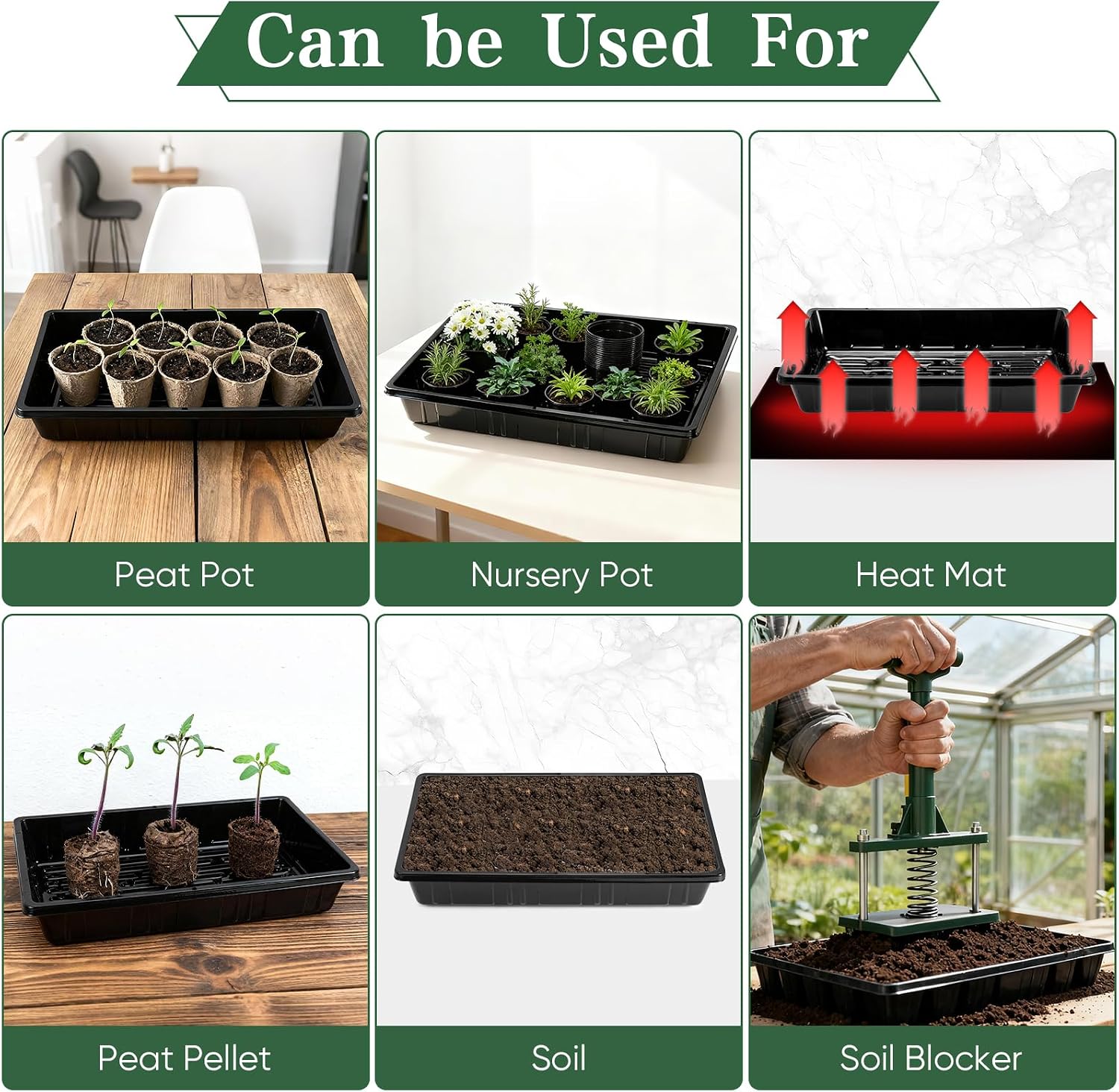 Sckee Upgraded 20 Pack Plant Growing Trays Seed Starting Tray Microgreens Growing Trays Seedling Plant Germination