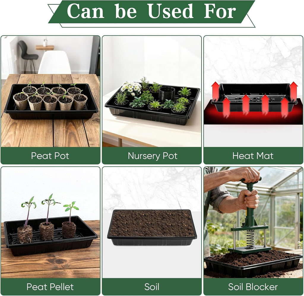 Sckee Upgraded 10 Pack Plant Growing Trays Seed Starting Tray Microgreens Growing Trays Seedling Plant Germination