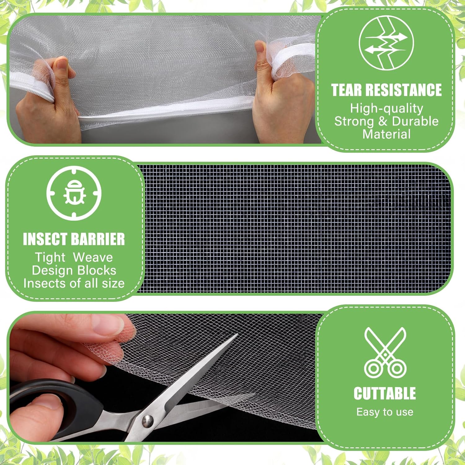 15 x 33 ft Garden Mesh Netting Insect Mosquito Net, White, 1 Pcs | Pest Barrier for Vegetables, Large Fruits Tree Net