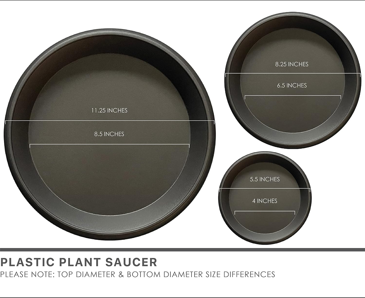 Plant Saucer 6 Pack Drip Trays Planter Pot Base Heavy Duty Plastic Drainage Tray for Indoor Houseplants Outdoor Garden
