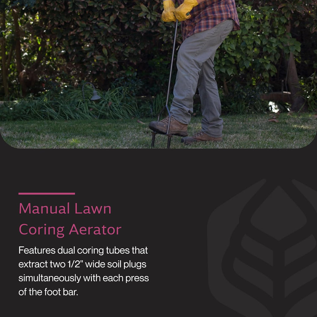 Yard Butler Manual Lawn Coring Aerator, ID-6C - Lawn Care Tool for Aerating - Long-Handled - Power-Coated Steel