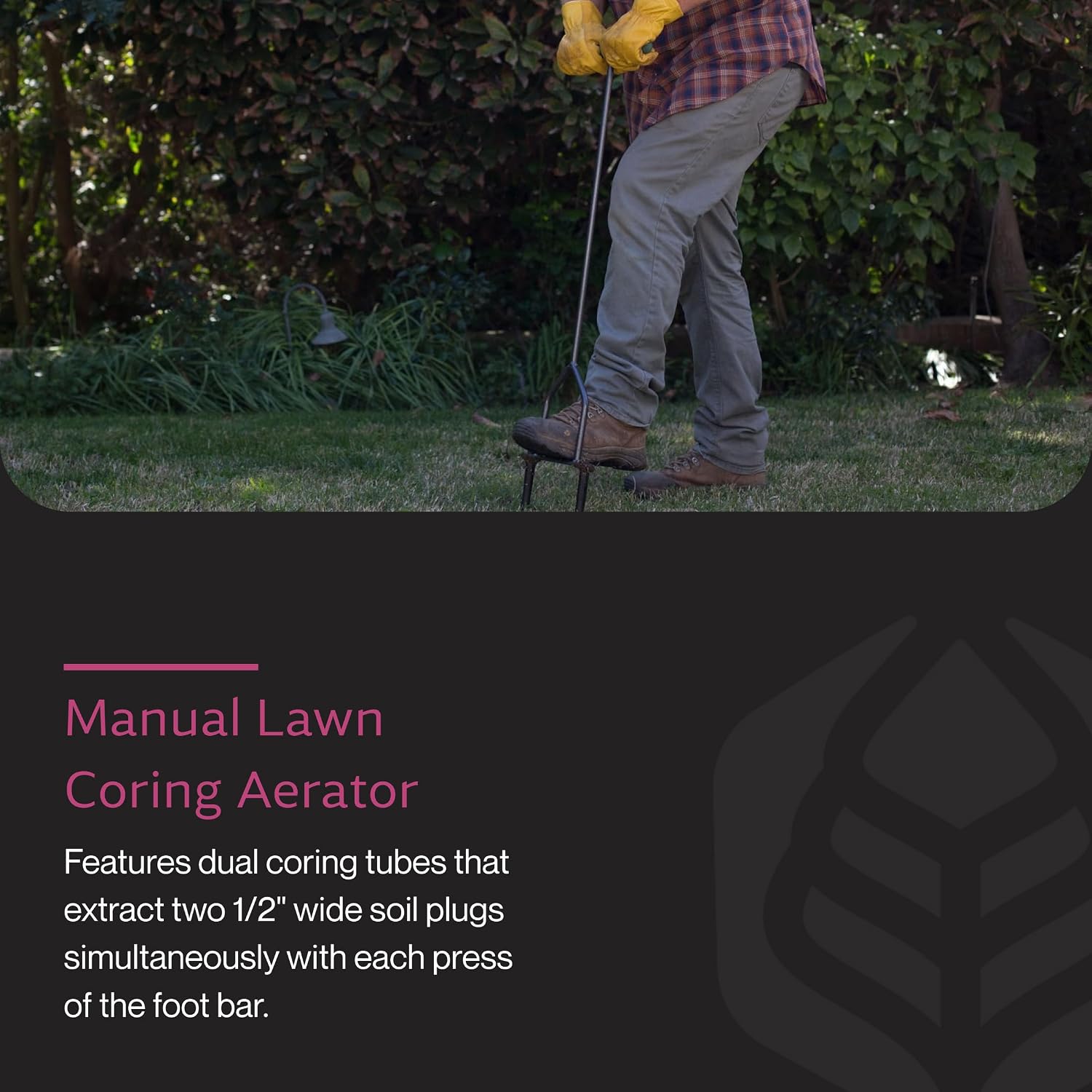 Yard Butler Manual Lawn Coring Aerator, ID-6C - Lawn Care Tool for Aerating - Long-Handled - Power-Coated Steel