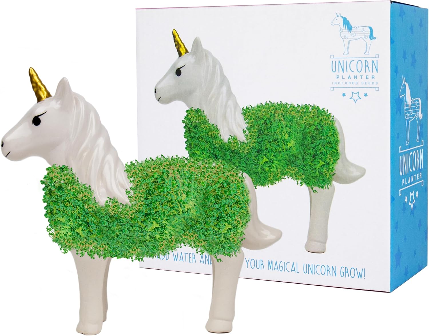 Gift Republic Unicorn Shaped Chia Planter. Desktop Magical Unicorn Chia Animal. Fun Grow Kit Gift Idea