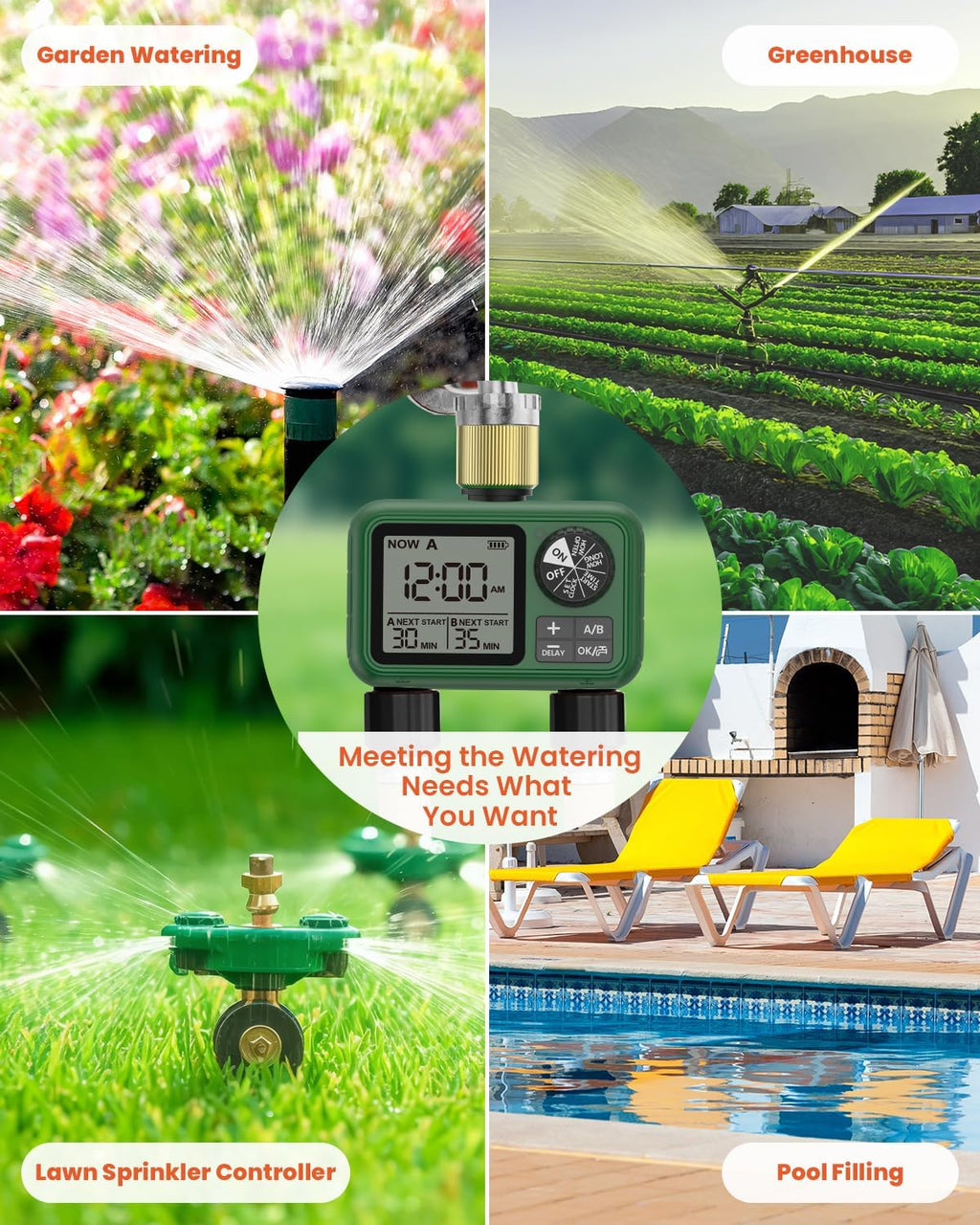 Water Timer for Outdoor Garden Hose, Sprinkler Timer for Garden | Faucet Timer with Auto/Manual/Rain Delay Mode