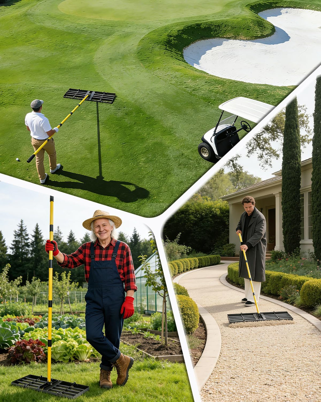 30in Lawn Leveling Rake | Yard Leveling Rake with 78" Adjustable Steel Handle, Heavy Duty Effort Saving Landscape